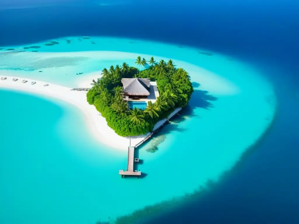 Villa de lujo sobre el agua en Maldivas: oasis exclusivo Villa sobre el agua en Maldivas con aguas turquesa, palmeras y playas blancas