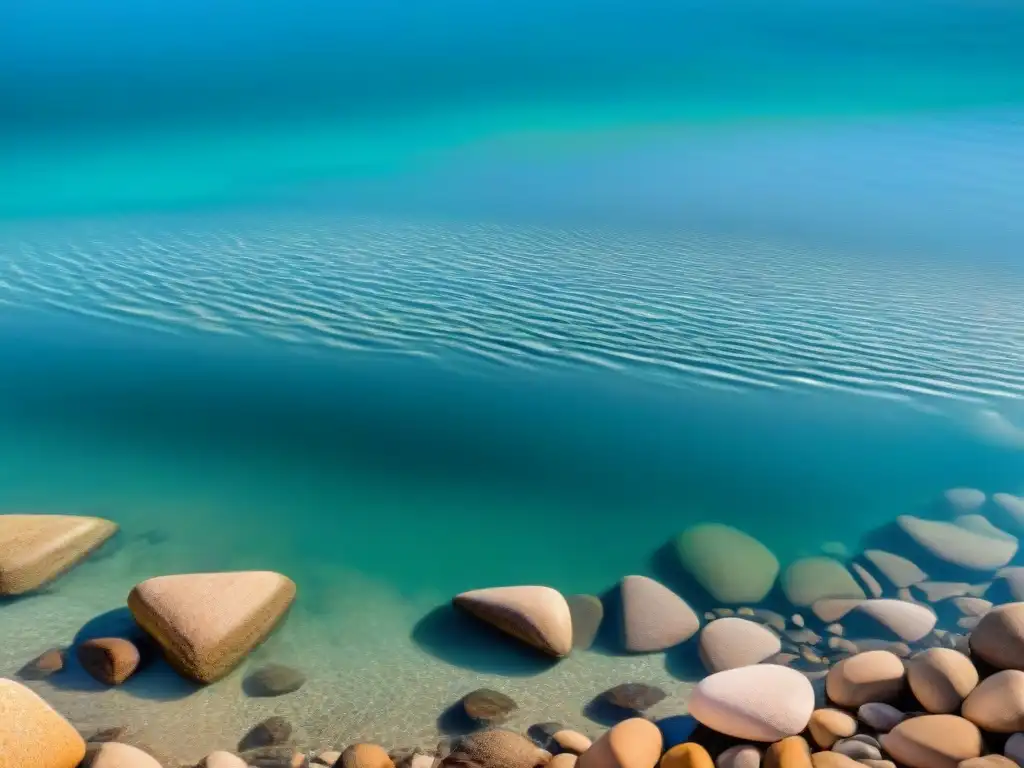 Agua de mar cristalina: belleza y pureza en la playa Agua de mar cristalina acariciando rocas en playa serena, resaltando beneficios para piel