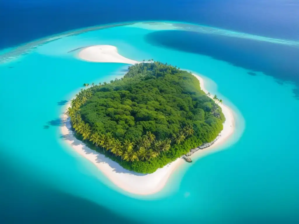 Paraíso exclusivo: isla privada de lujo en aguas turquesas Alquiler de Islas Privadas: Exclusividad y lujo en una isla privada con villas de lujo, palmeras y playa de arena blanca
