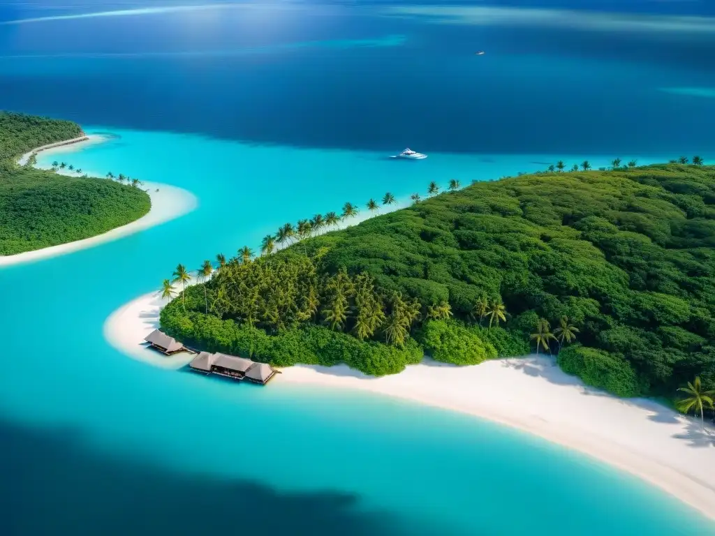 Paraíso exclusivo: Isla privada de lujo rodeada de aguas turquesa Alquiler de Islas Privadas: Exclusivo paraíso con villas lujosas, playas de arena blanca y yate privado en muelle