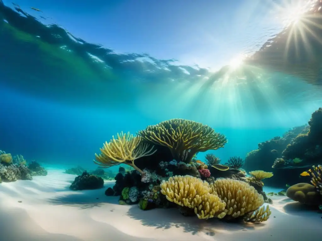 Arrecife de coral vibrante: belleza submarina Un arrecife de coral vibrante y diverso, con peces coloridos y plantas marinas