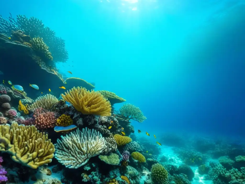 Arrecife de coral vibrante: belleza marina en detalle Un arrecife de coral vibrante lleno de vida marina, mostrando la belleza y la importancia de la conservación marina vida costera sostenibilidad