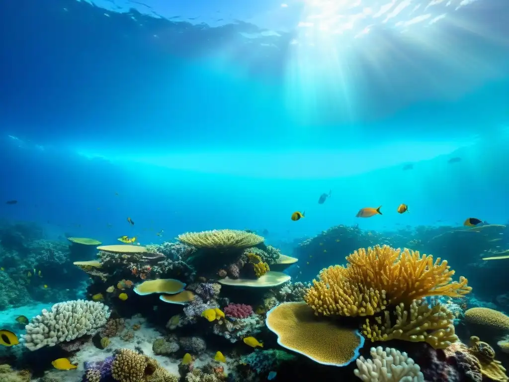 Arrecife de coral vibrante: vida marina en su esplendor Un arrecife de coral vibrante repleto de vida marina colorida