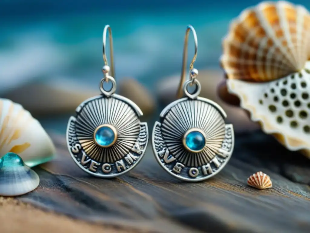 Artesano de joyas marinas: creación de pendientes con detalles exquisitos Un artesano de aretes con historias del océano crea con detalle y pasión, rodeado de gemas marinas y herramientas