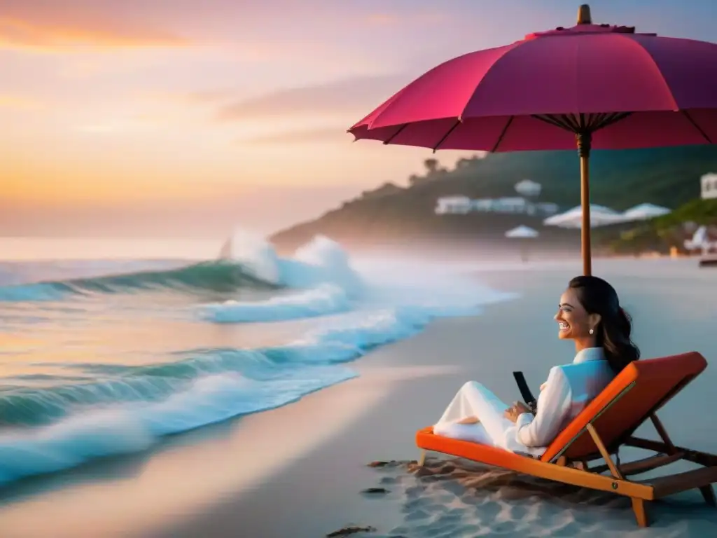 Atardecer de lujo: concierge prepara playa en propiedad costera Un atardecer de lujo en una propiedad costera con servicios de concierge para propiedades costeras