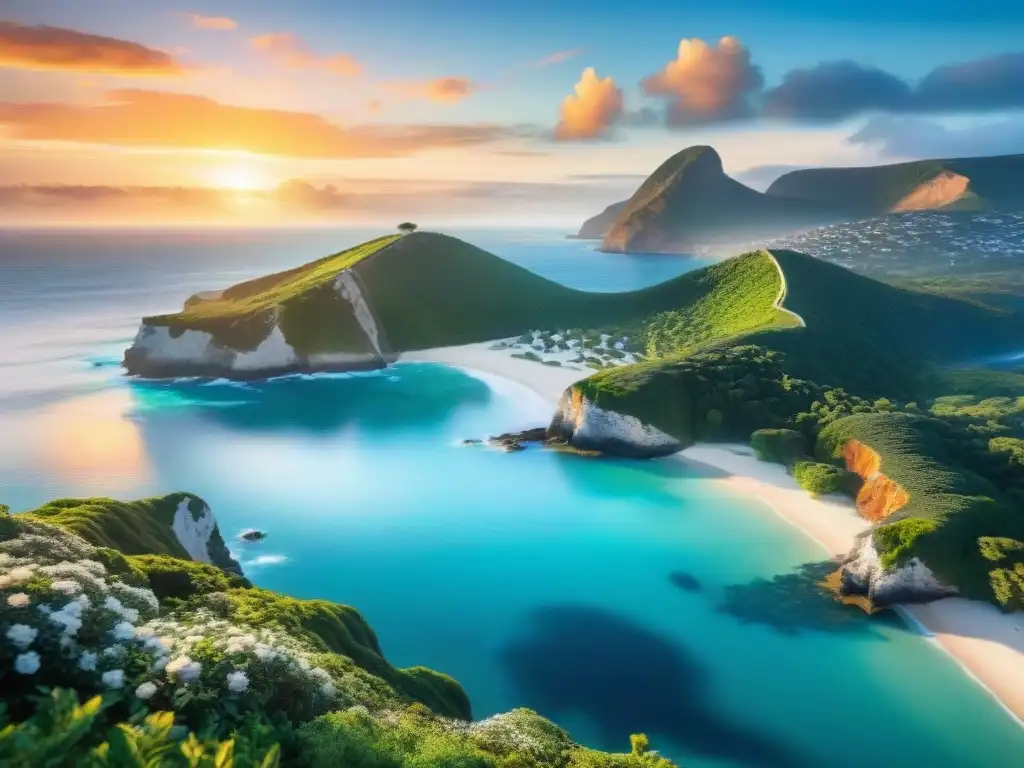 Espectacular atardecer en propiedad costera: tranquilidad y belleza natural Atardecer vibrante en propiedad costera, con aguas azules y arena dorada, rodeada de naturaleza y aves marinas