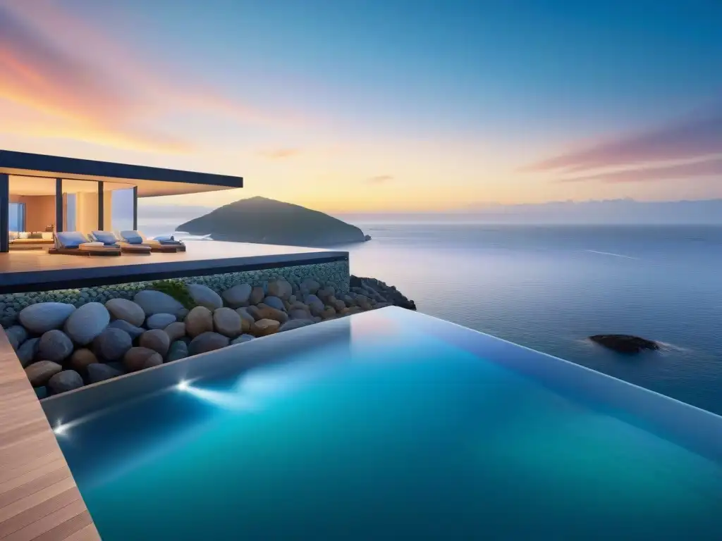 Sistema de enfriamiento marino de vanguardia en villa de lujo frente al mar Avanzado sistema de enfriamiento marino integrado en lujosa villa junto al mar, reflejando colores del atardecer