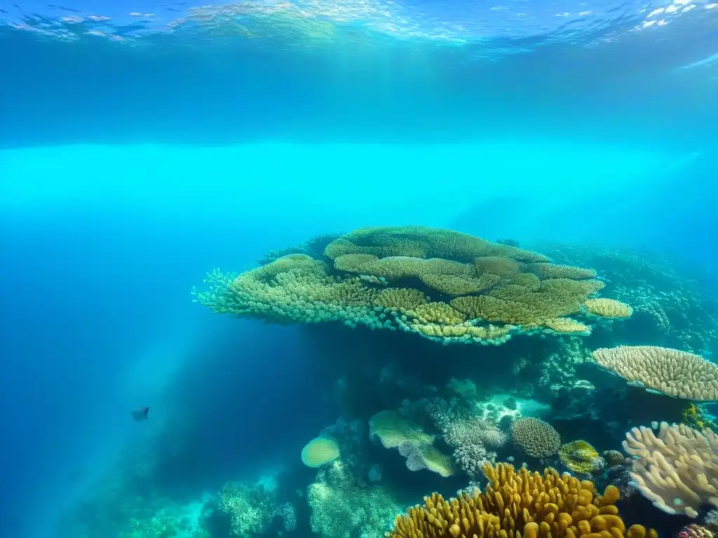 Arrecife de coral vibrante: detalle y diversidad Una aventura de buceo en la Gran Barrera de Coral: un arrecife vibrante con peces coloridos, anémonas y formaciones de coral, bajo el agua cristalina
