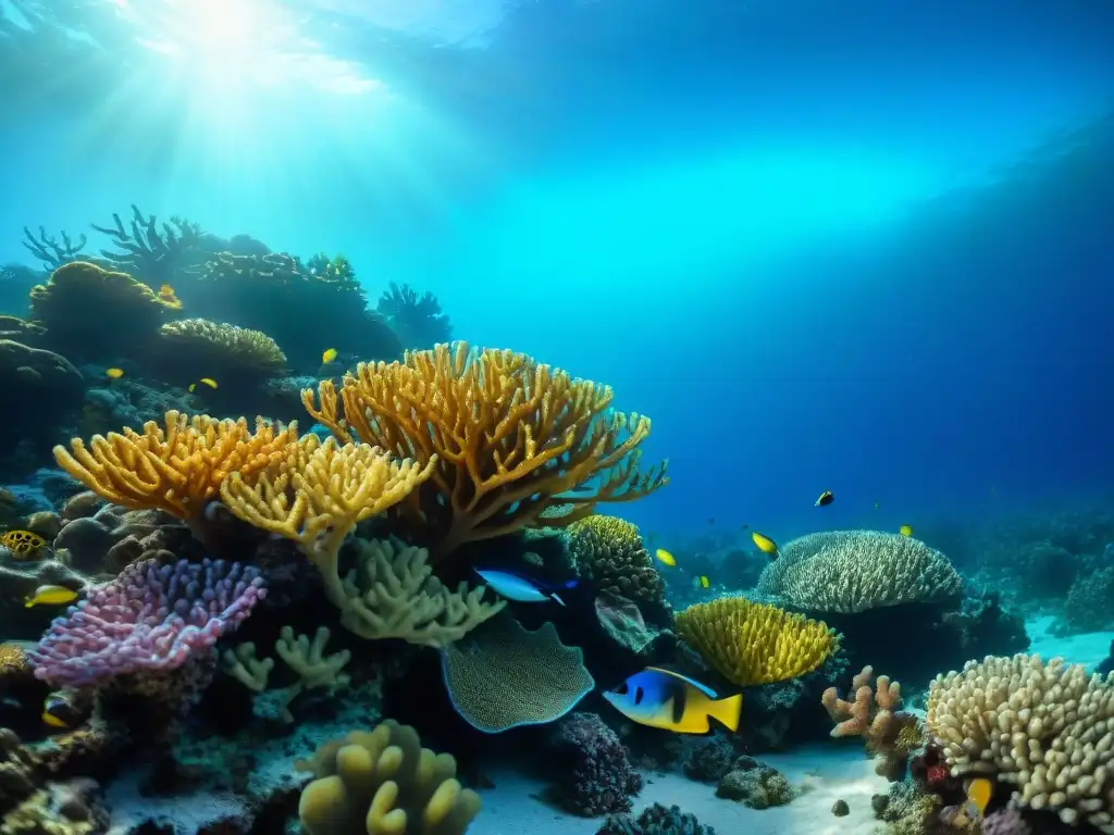 Coral repleto de vida: un mundo submarino vibrante y colorido Explora los beneficios del buceo en costa en un vibrante arrecife de coral lleno de vida marina y plantas marinas coloridas