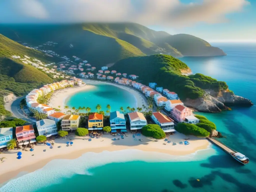 Un bullicioso puerto pesquero con barcos coloridos en un mercado costero emergente propiedades