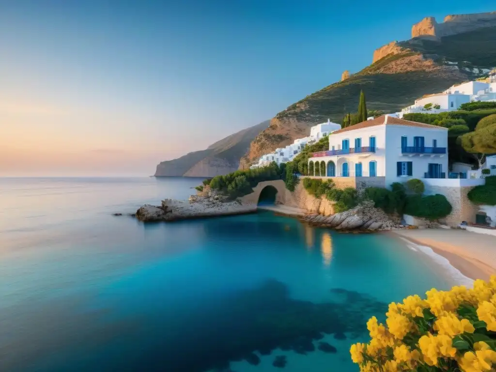 Residencia costera en acantilado: Mar de Alborán Una casa costera en Mar de Alborán: paredes blancas, techo de terracota y vistas al mar Mediterráneo