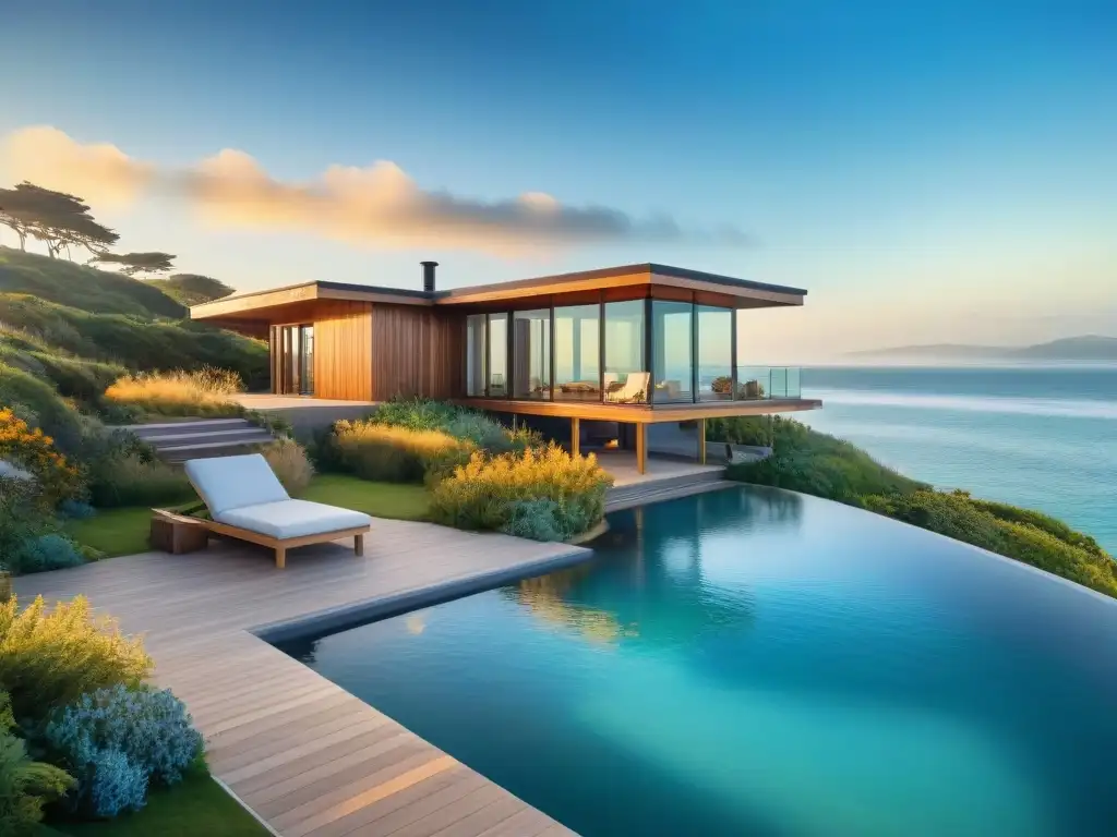 Vivienda sostenible junto al mar: armonía entre humanos y naturaleza Una casa de diseño junto al mar en armonía con la naturaleza: vistas panorámicas, techo verde y delfines nadando