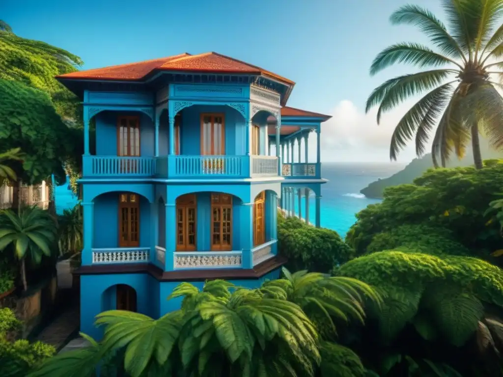 Espléndida casa colonial frente al mar en la selva tropical Una casa estilo colonial perfectamente conservada en la costa, rodeada de exuberante vegetación tropical y vistas al mar cristalino