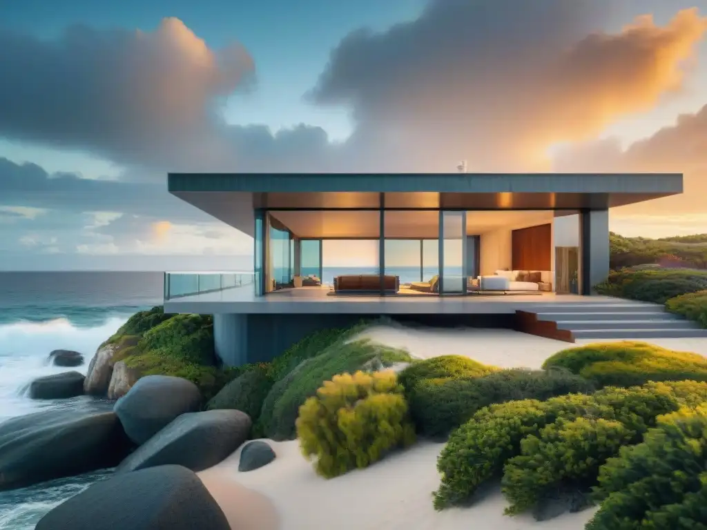 Residencia costera moderna frente al mar: diseño resistente y elegante Casa moderna en la costa con materiales adecuados para resistir el entorno marino