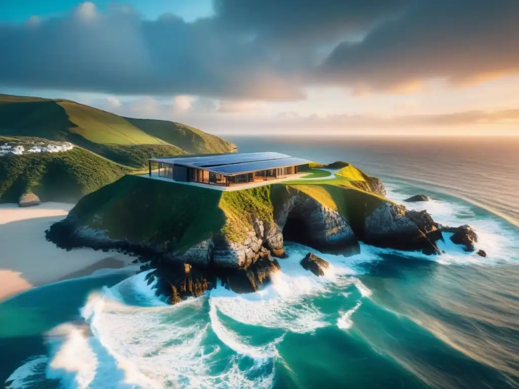 Propiedad costera inteligente con tecnología solar y sensores Casa moderna en la costa con soluciones domóticas resistencia ambiente costero