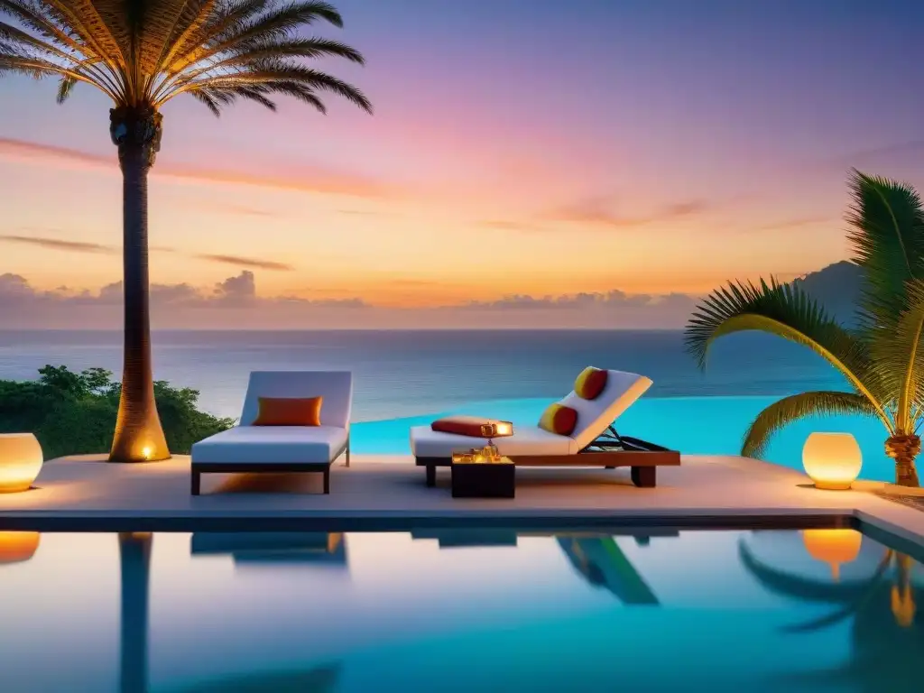 Propiedad de lujo frente al mar al atardecer Casas de playa en venta: Residencia de lujo frente al mar al atardecer, con diseño moderno, terraza espaciosa y piscina infinita privada