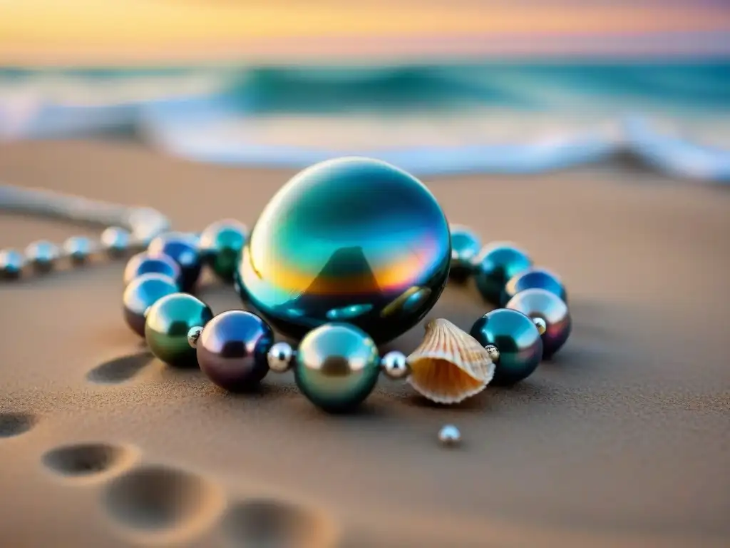 Collar de perlas Tahitianas y conchas marinas: lujo costero Colgante de perlas tahitianas y conchas marinas, reflejando el lujo costero
