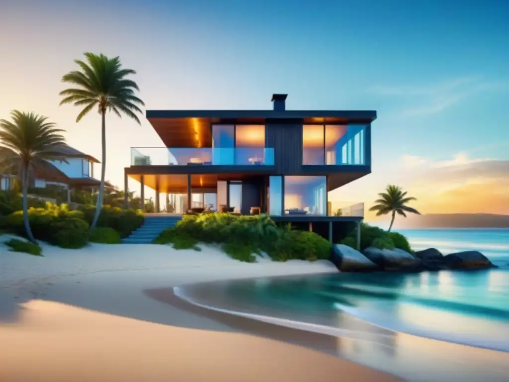 Exclusiva casa de playa entre palmeras y mar Compra casa playa sin errores: moderna casa frente al mar entre palmeras, con deck y vistas al océano