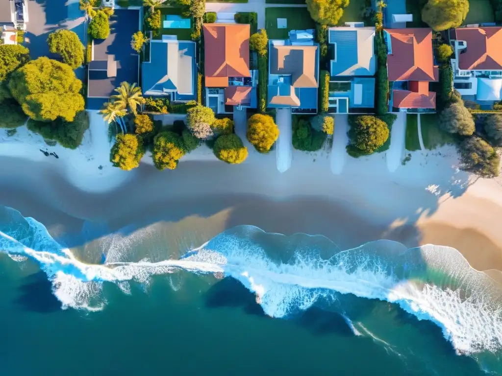 Innovación costera: drones capturan mercado inmobiliario al amanecer Compra de propiedades costeras: amanecer vibrante con tecnología y mercado inmobiliario activo