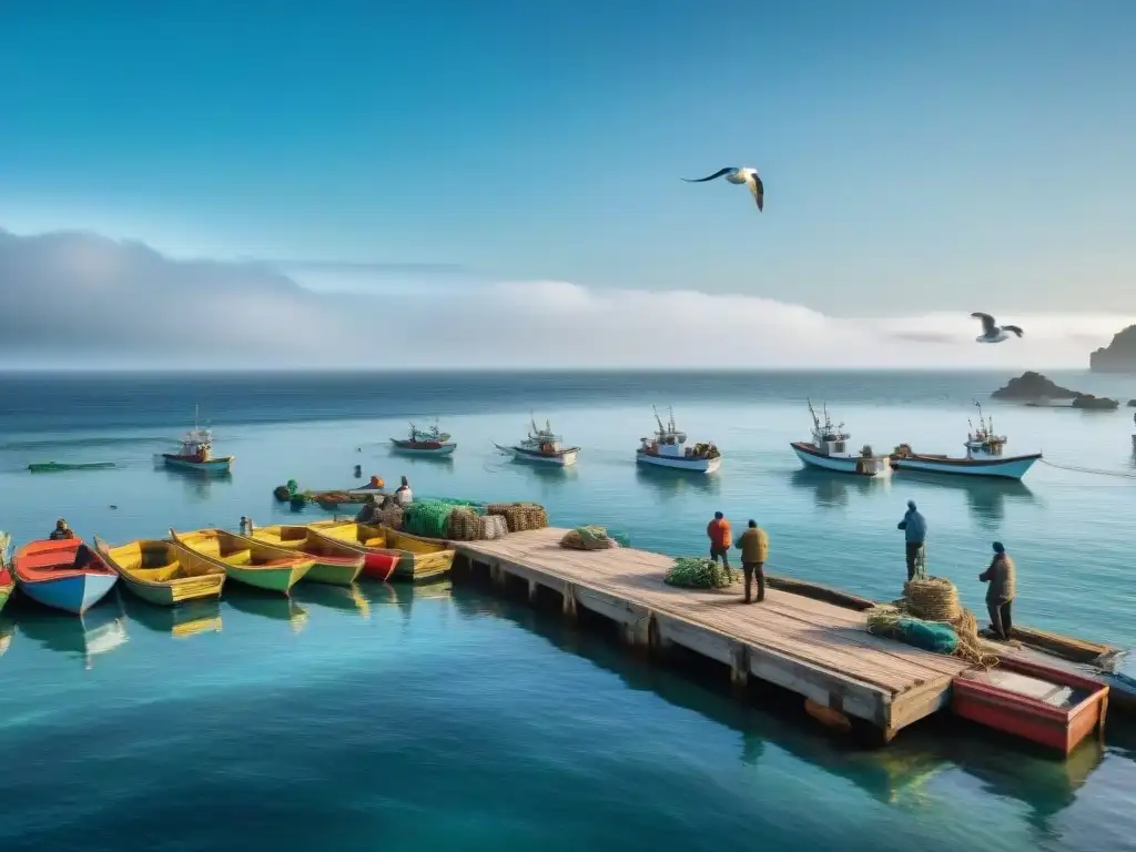 Pesca sostenible en comunidad costera: armonía con el mar Una comunidad costera vibrante practica la pesca sostenible en armonía con el mar