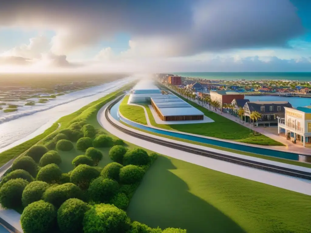 Resiliencia urbana en Galveston: visión futurista de recuperación Reconversión en Galveston: comunidad resiliente y arquitectura futurista en armonía con la naturaleza costera