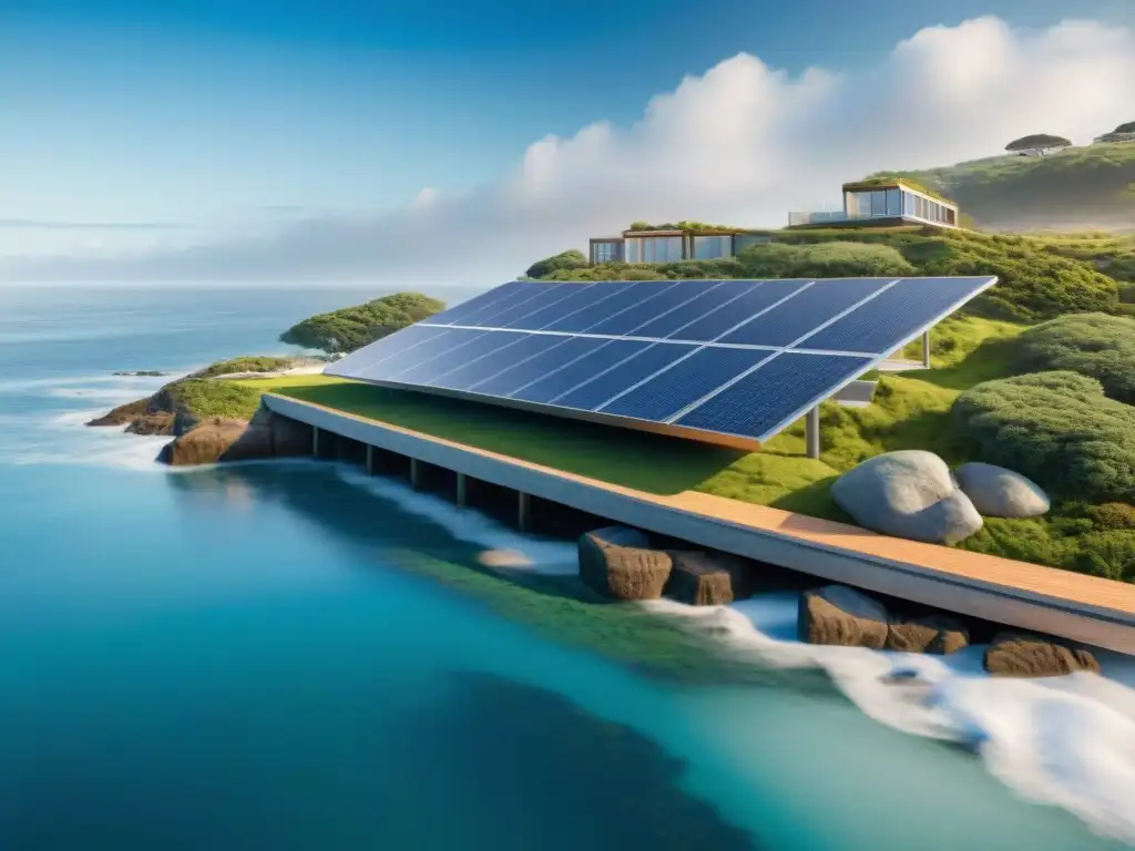 Arquitectura sostenible en la costa: innovación eco-amigable Una construcción costera eco amigable integrada armoniosamente con la naturaleza