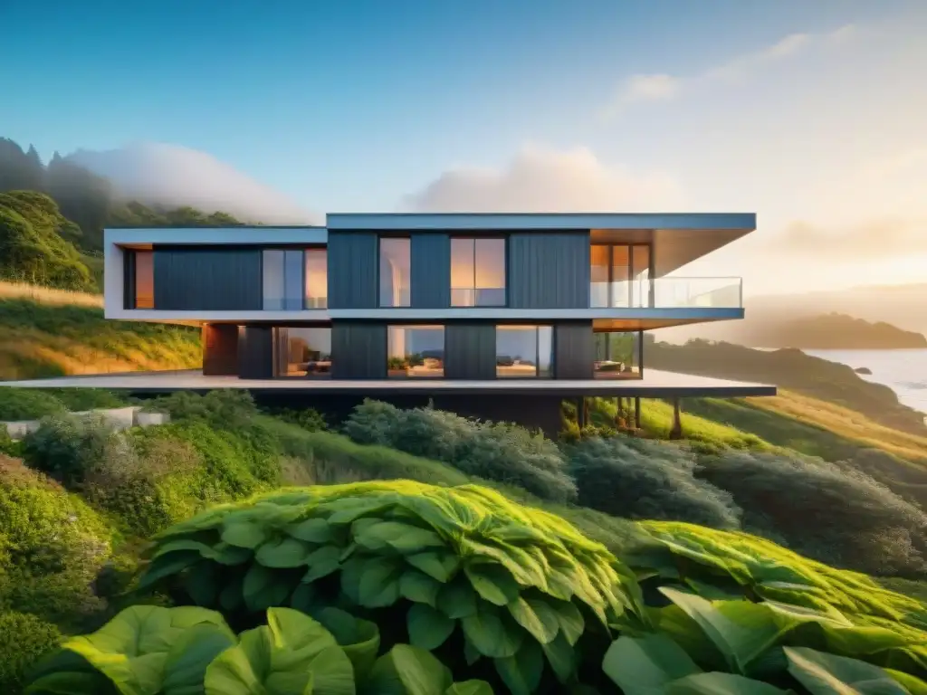Arquitectura sostenible en la costa: modernidad verde Una construcción costera sostenible innovadora integrada en armonía con la naturaleza