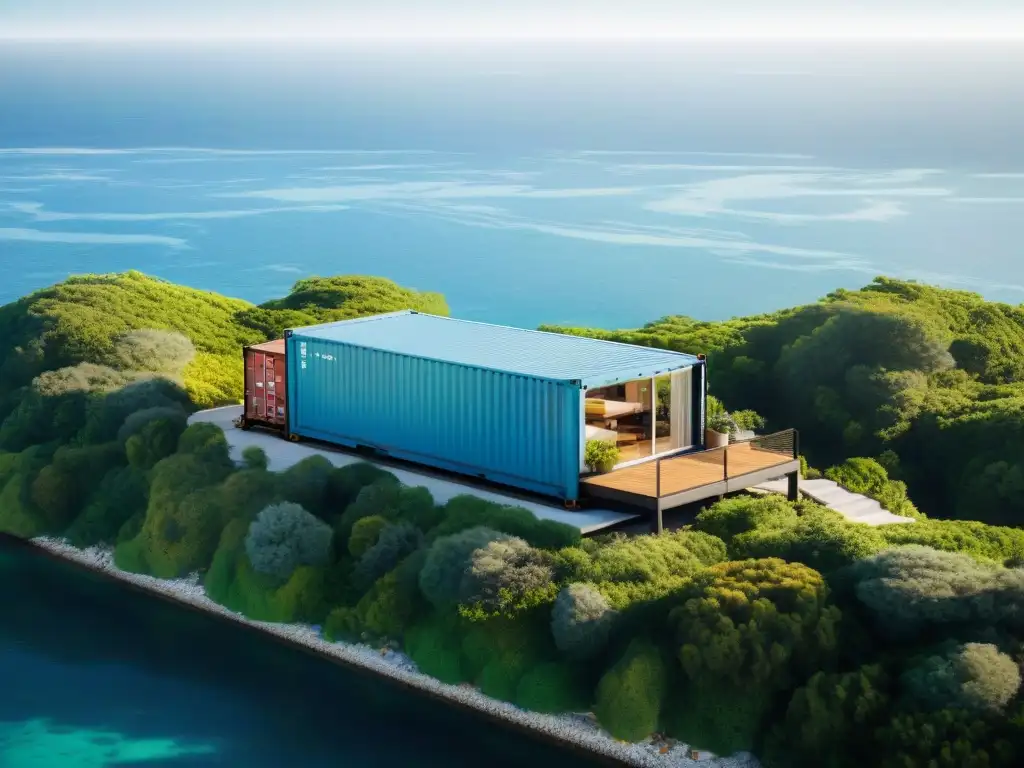 Contenedor moderno en armonía con la naturaleza Casa contenedor en la costa: innovación y serenidad se funden en armonía con la naturaleza
