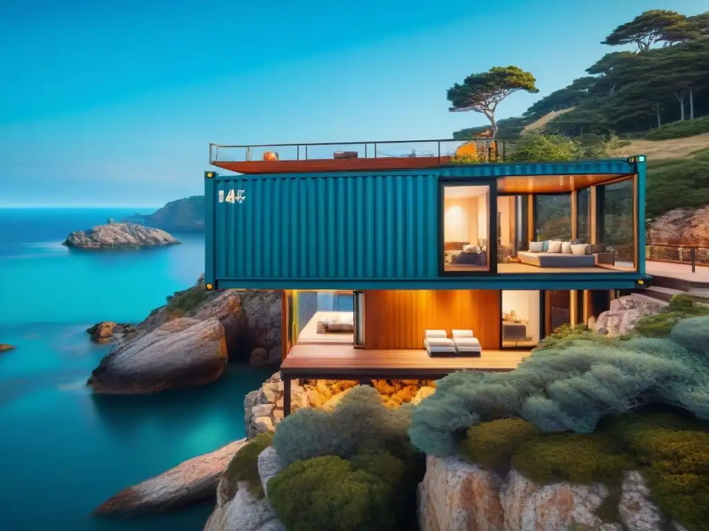 Casa contenedor moderna en acantilado con vistas al mar Casa contenedor moderna en acantilado costero con vistas al mar