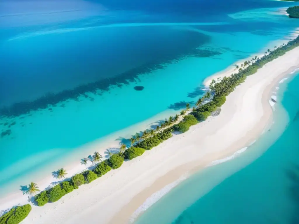 Paraíso costero: aguas turquesas y arrecife vibrante Costa paradisíaca con aguas turquesas, coral vibrante y palmeras, ideal para tours virtuales propiedades costeras arena