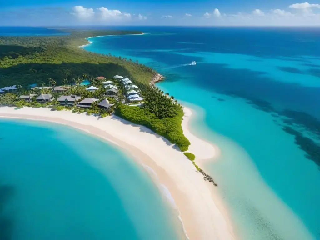 Costa paradisíaca: playas de arena blanca y aguas turquesas Costa paradisíaca con aguas turquesas, arena blanca y propiedades de lujo