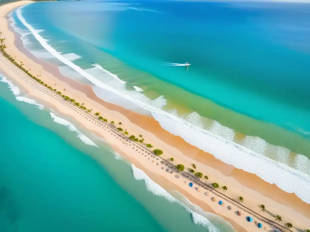 Costa paradisíaca: vida playera entre lujo y diversión Costa paradisíaca con aguas turquesas, playas blancas, palmeras y actividades playeras