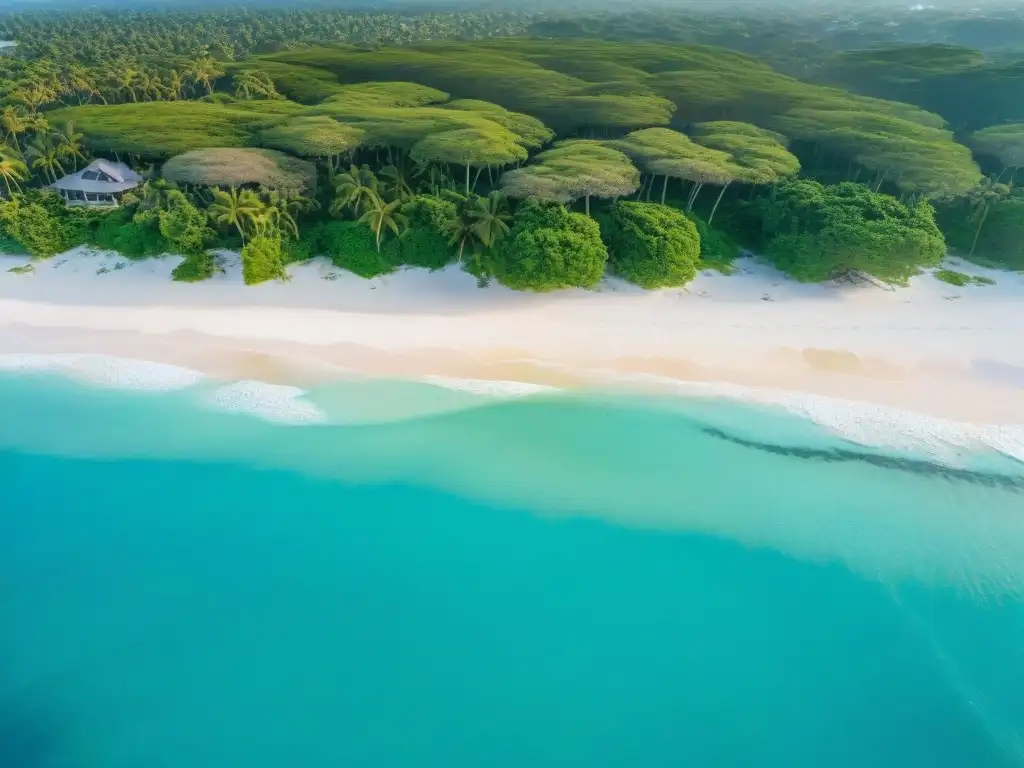Paraíso costero: vista aérea de playas de ensueño Costa paradisíaca con aguas turquesas, playas blancas y palmeras