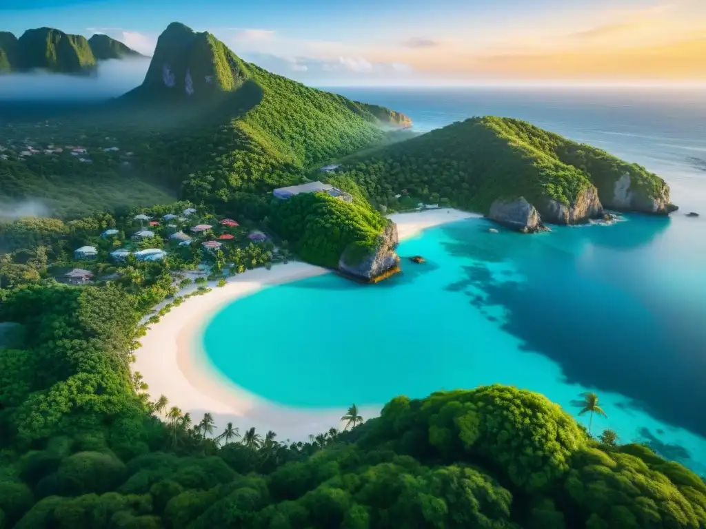 Paraíso costero: playa de arena blanca y aguas turquesas Costa paradisíaca para construir casa con préstamo, playa de arena, aguas turquesas y exuberante vegetación tropical