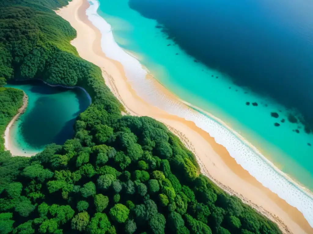Costa virgen: equilibrio entre naturaleza y humanos Costa prístina con aguas turquesa y arena dorada, reflejando la importancia de la legislación ambiental en la protección de los mares