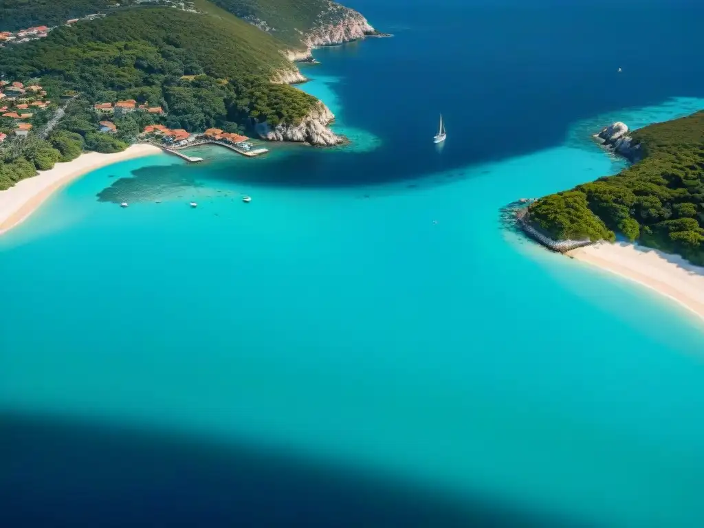 Costa prístina con propiedades lujosas y marinas vibrantes Costa prístina con propiedades lujosas, marinas y pueblos costeros, reflejo del mercado inmobiliario costero en crecimiento