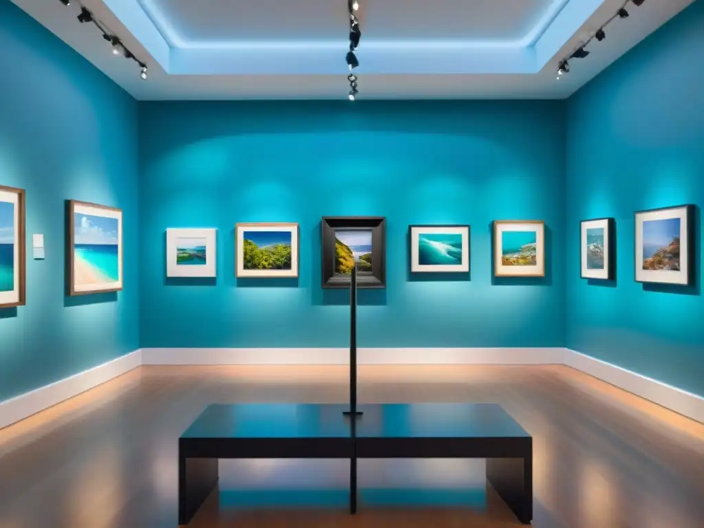 Galería costera: arte vibrante junto al mar turquesa Galerías costeras arte mar exclusivas: Una galería de arte vibrante frente al mar con obras de renombrados artistas