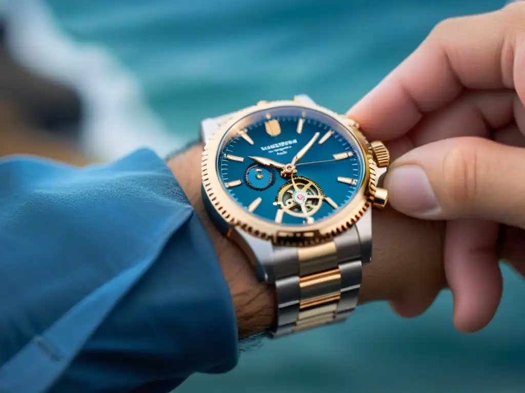 Artesano ensambla reloj costero con precisión Detallada artesanía de relojes costeros inspirados en el mar, ensamblados con precisión por hábil artesano
