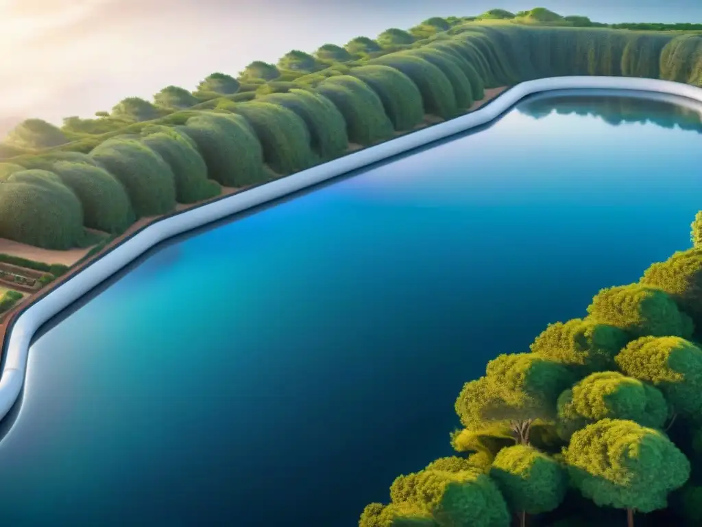 Propiedad costera moderna con sistemas de agua sostenible integrados Detallada imagen de propiedad costera moderna con sistemas de agua sostenibles integrados, destacando tecnologías innovadoras