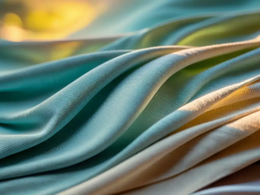 Textura ligera: lino al viento, frescura y suavidad Detalle de tela de lino transpirable ondeando suavemente al viento con luz solar, ideal para outfits verano