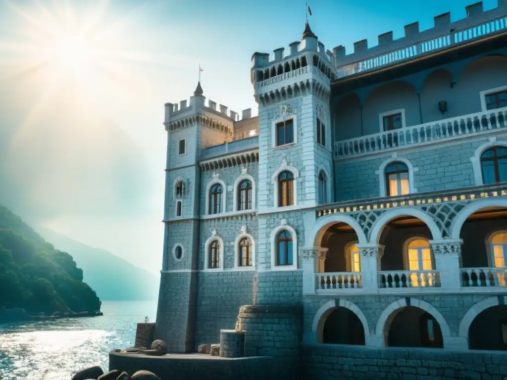 Detalle arquitectónico del Castillo de Miramare en Trieste Detalles arquitectónicos del Castillo de Miramare en Trieste, propiedades costeras con historia