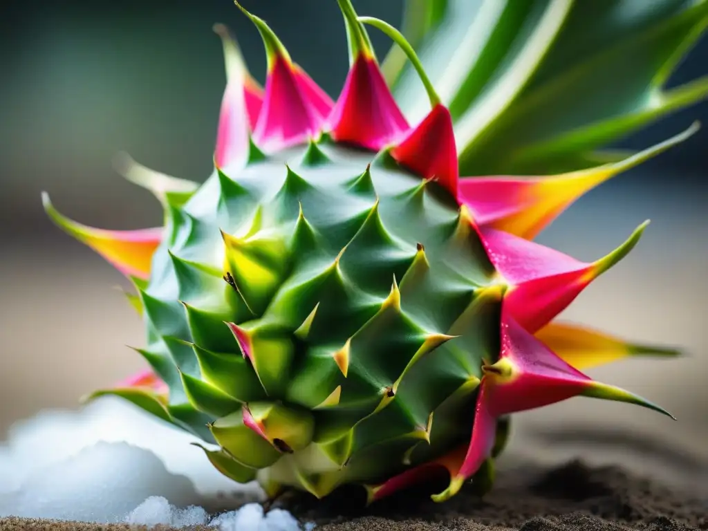 Deliciosa pitahaya rosa: exótica y refrescante Detalles vibrantes de una fruta dragón exótica y madura: piel rosa, pulpa blanca con semillas negras, todo bajo luz natural