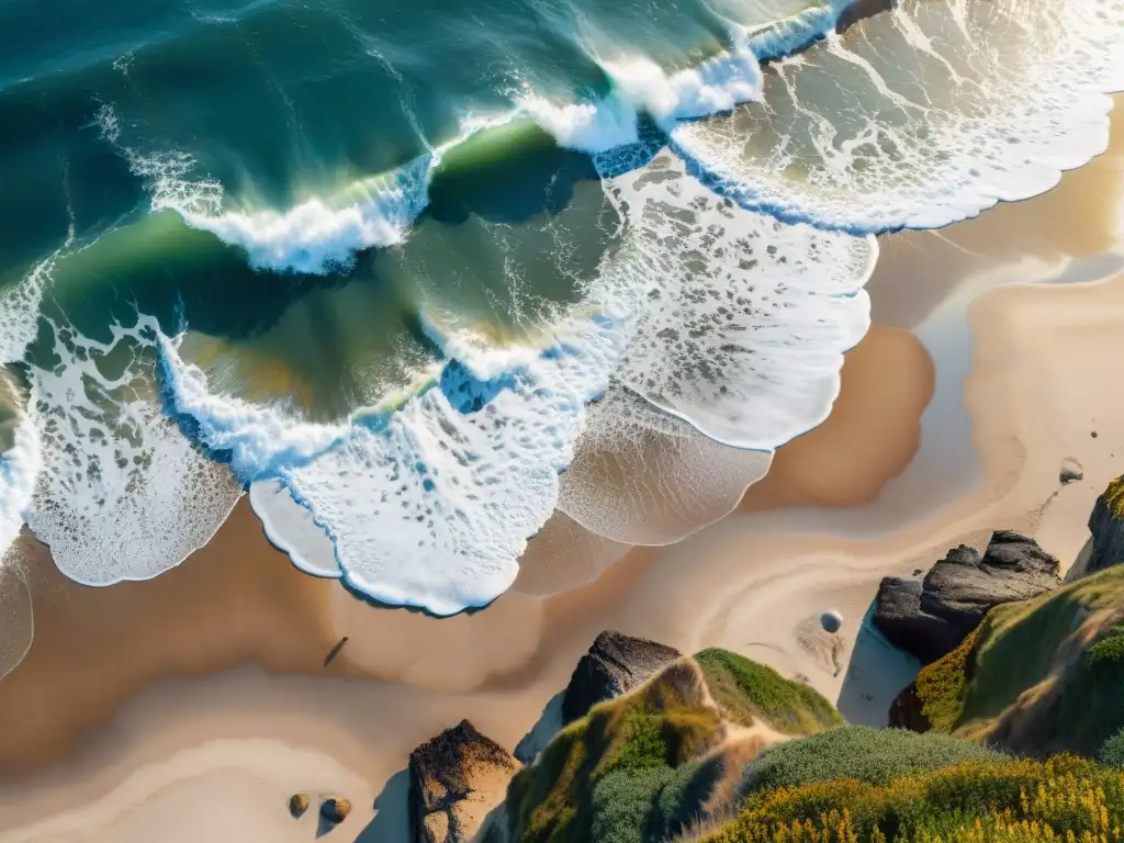 Pintura costera: detalle impresionante de olas y cielo dinámico Detalles vibrantes y pinceladas intrincadas de una pintura costera en galerías ocultas