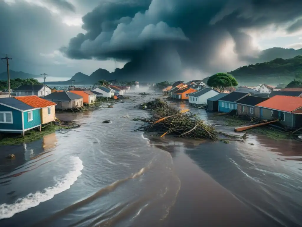 Desastre natural: devastación en ciudad costera tras tormenta La devastación de una ciudad costera tras un desastre natural, resalta la importancia de los seguros desastres naturales costeras vivir