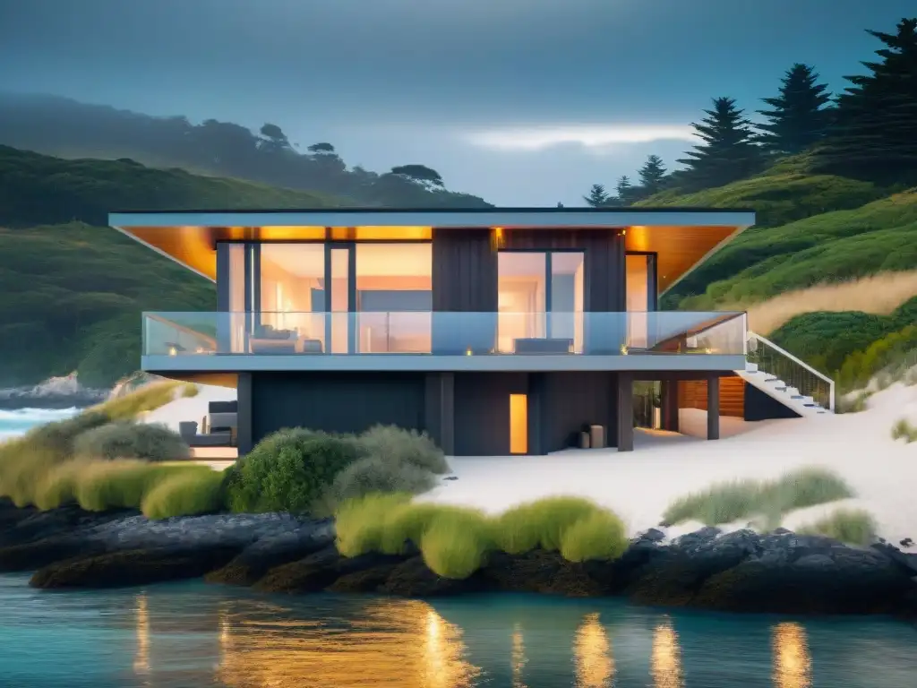 Casa ecológica frente al mar: diseño innovador y sostenible Diseño ecoamigable de casa costera con tecnologías verdes para casa costera