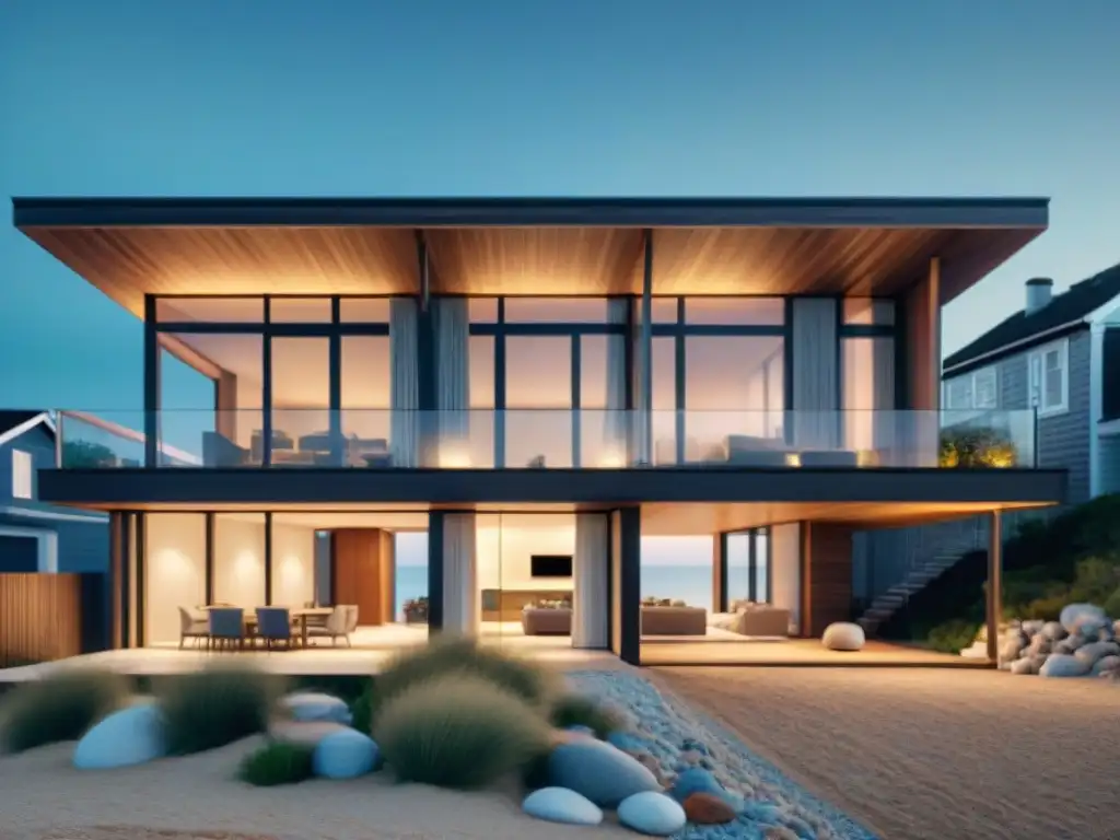 Diseño minimalista de casa costera: elegancia junto al mar Diseño exterior de casas costeras simple con elegancia y serenidad en moderna arquitectura junto al mar