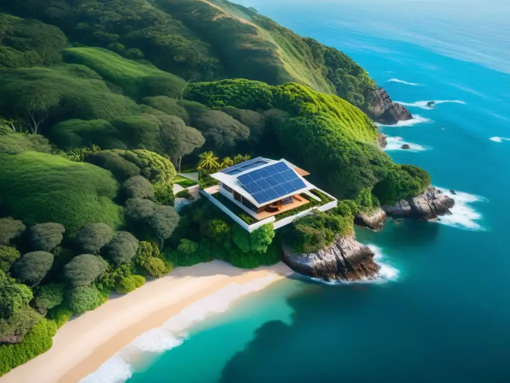 Propiedad costera innovadora: tecnología y naturaleza Diseño exterior propiedades costeras vistas: Casa moderna entre naturaleza exuberante y el mar