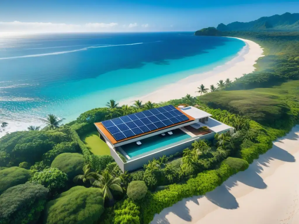 Villa de playa moderna con tecnología avanzada en entorno natural Diseño de exteriores casas playa 2023: Villa moderna con tecnología avanzada en la costa, rodeada de naturaleza exuberante y mar cristalino