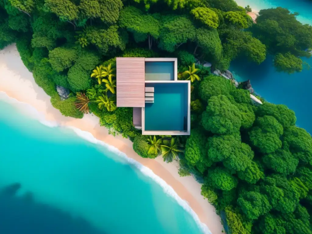 Casa de playa innovadora en entorno natural Diseño inteligente en casas de playa: Casa compacta con innovadores espacios y vistas al mar turquesa