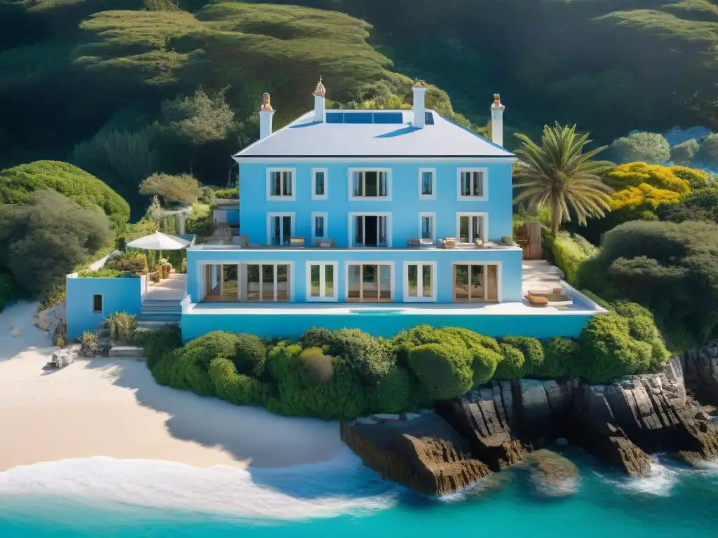 Restauración costera: Renovación de villa junto al mar Diseño de propiedades costeras: restauración de villa en vistas al mar con equipo trabajando